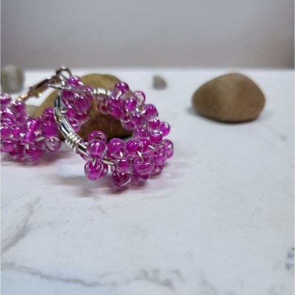 Handmade new! Beaded hoops glass beads - Picture 9 of 12